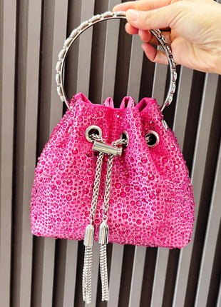 Handle Rhinestones Evening clutch Bag Purses and handbag luxury Designer shoulder bag Shiny Crystal Clutch purse bucket bag PlatiNum