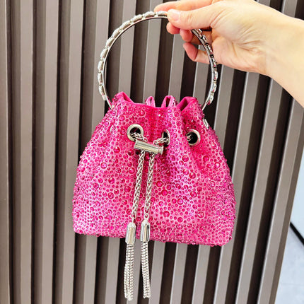 Handle Rhinestones Evening clutch Bag Purses and handbag luxury Designer shoulder bag Shiny Crystal Clutch purse bucket bag PlatiNum