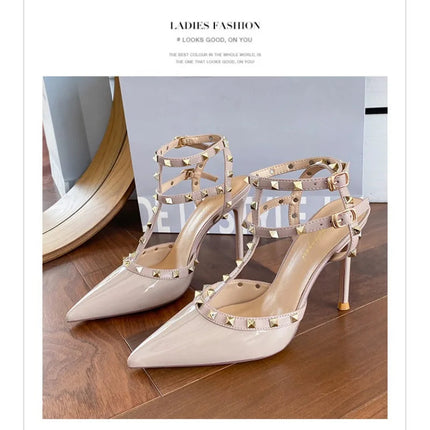 Scarpe da Donna di Design, Lussuose e Sexy con Borchie, Tacchi Alti Estivi, Sandali a Punta Stile Francese, Scarpe da Cerimonia, Zapatos De Mujer platinumshop