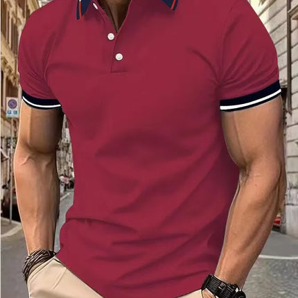 Men's short sleeve top daily casual short sleeve T-shirt with lapel casual short sleeve men's casual T-shirt