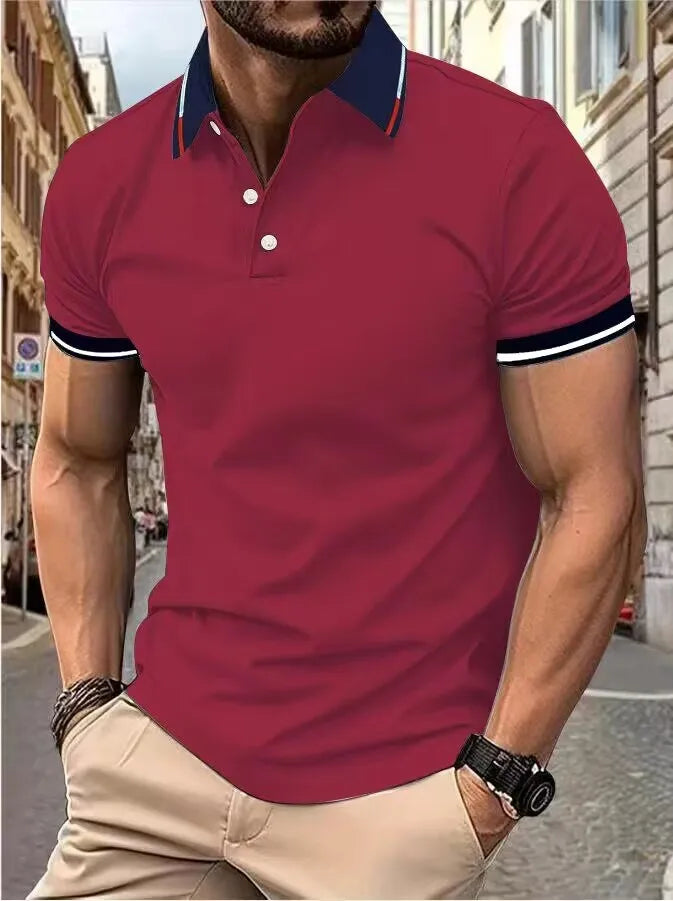 Top a maniche corte da uomo T-shirt casual quotidiana a maniche corte con risvolto casual a maniche corte T-shirt casual da uomo