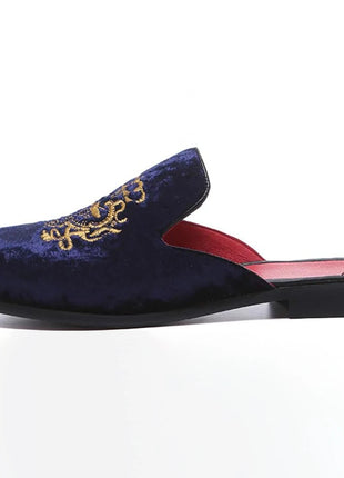 Pantofole antiusura in pelle da uomo Mocassini slip-on in velluto Scarpe da mulo alla moda