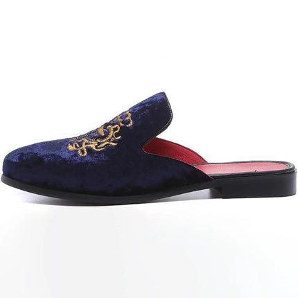 Pantofole antiusura in pelle da uomo Mocassini slip-on in velluto Scarpe da mulo alla moda
