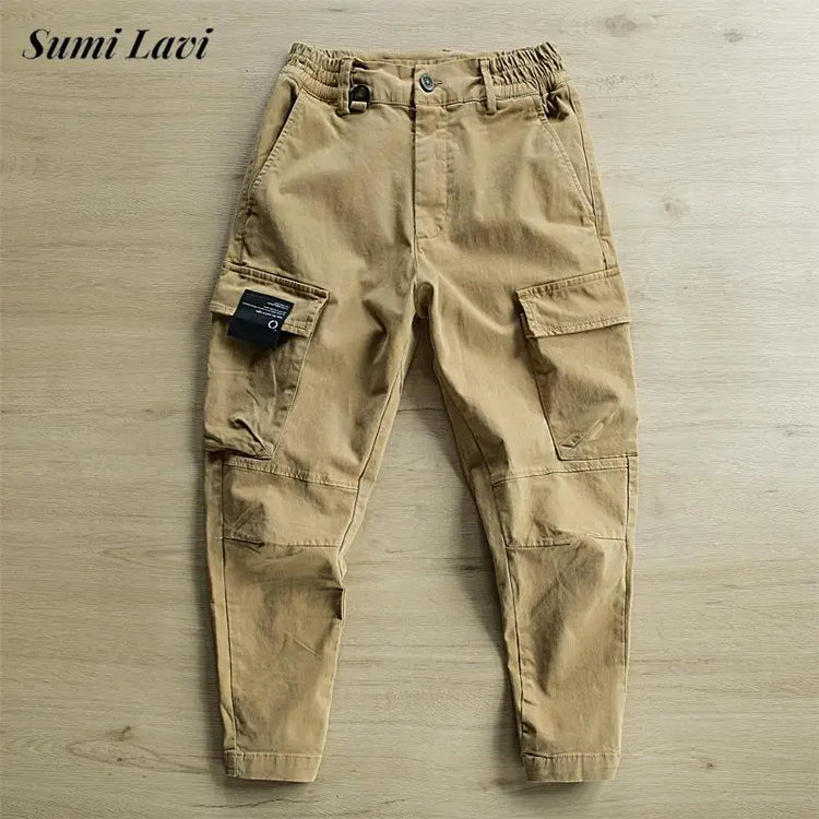 Outdoor Casual Men's Multi Pockets Cargo Pants 2025 Spring Fall Daily Fashionable Men Trousers Streetwear Mens Solid Color Pants