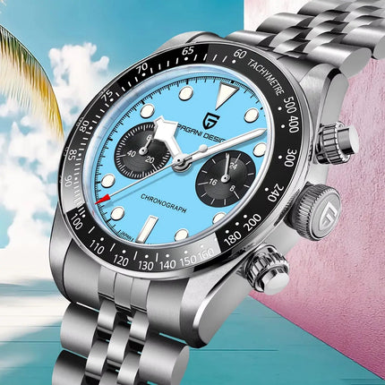 PAGANI DESIGN 2026 Nuovo BB Flamingo Orologio Cronografo Sportivo di Lusso al Quarzo da Uomo con Vetro Zaffiro AR, Impermeabile 100M, Orologio da Polso alla Moda con Cinturino in Acciaio Inossidabile per Uomo, Magazzino Local