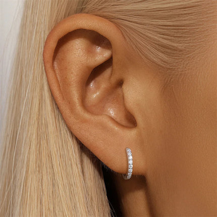 CANNER 1PC 6/7/8/9mm Moissanite 925 Sterling Silver Hoop Earrings Women Round Circle Piercing Earings Personalized Fine Jewelry PlatiNum