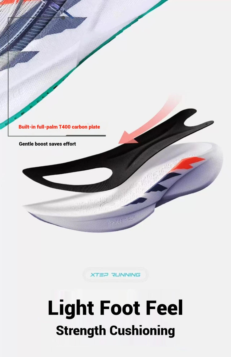 Xtep 360X 2.0 Professional Marathon Running Shoes For Men Racing Carbon Plate Shock Absorbent Sports Training Shoes 975219110035 PlatiNum
