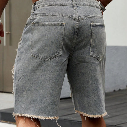 Pantaloncini di jeans elasticizzati alla moda da uomo nuovi estivi Retro High Street Style Old Slim Fit Jeans corti Splicing Design Cotton Brand