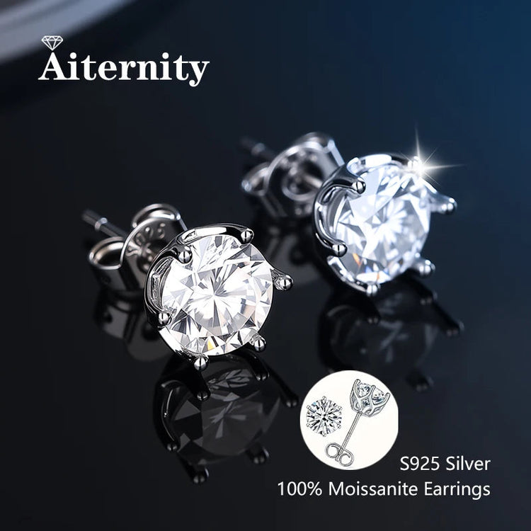 Promotion Moissanite Earrings for Women Pass Diamond Test Pen 100%  With Certificate Ear Studs 925 Sterling Silver Fine Jewelry PlatiNum