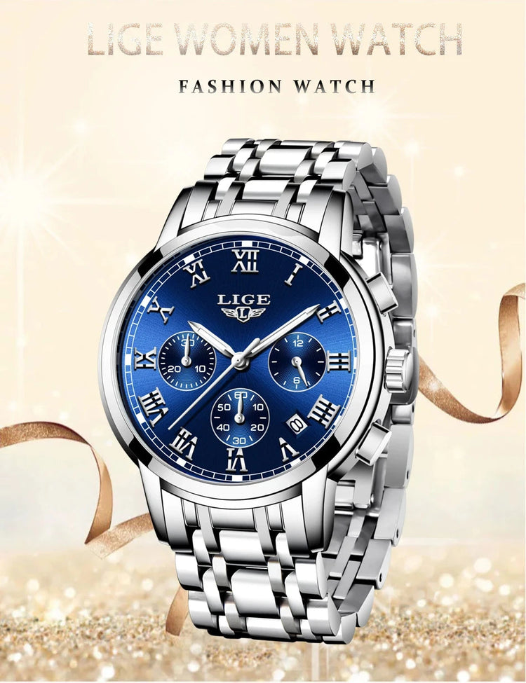 LIGE 2024 nuove donne di moda orologi da donna top brand di lusso creativo bracciale da donna in acciaio orologi orologio impermeabile al quarzo femminile platinumshop