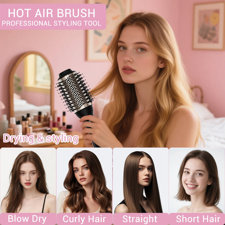 Hair Dryer Brush Blow Dry Brush 60mm - One-Step Hot Air Styler and Hairdryer Fast Drying & Styling for Frizz-Free, Voluminous Blowouts, Anti-Frizz & Volume Boost for Smooth Bouncy Hair