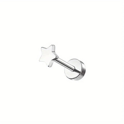 Florideco 1PC Stainless Steel Cartilage Stud Earrings for Women Opal Flat Back Earring Studs Lip Bar Nose Ear Piercing Jewellery PlatiNum