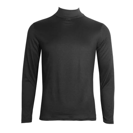 Men's High Neck T-shirts Fashion Solid Slim Long Sleeve T-shirt Male Long Sleeve Basic Bottoming Shirt Fashion Slim-Fit Tops PlatiNum