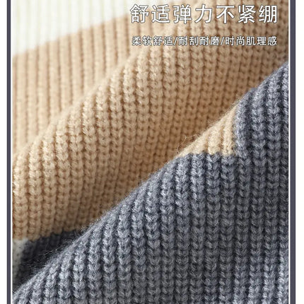 Winter Fashion Sweater Men Patchwork Casual Knit Pullovers Mens Thick Warm Harajuku Loose Knitted Sweaters O-Neck Streetwear Man