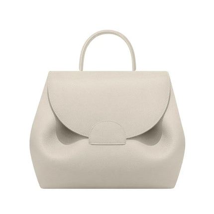 Mini borsa a mano in pelle martellata con chiusura a piega arrotondata, manico corto e tracolla rimovibile per l'uso quotidiano