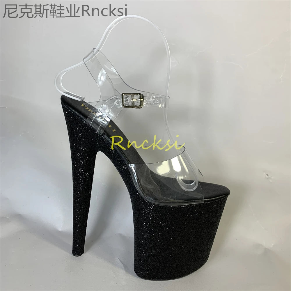 20cm High-heeled sandals women's new transparent word with high heels, stilettos and sexy super high-heeled sandals