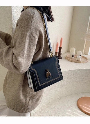 CGCBAG Luxury Brand Women Handbag 2024 New Retro Bee Female Shoulder Bag Simple High Quality Leather Designer Crossbody Bags PlatiNum