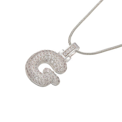 ZHUKOU Colore argento Bubble lettere iniziali collane 26 lettere pendenti collane per le donne Ottone CZ Gioielli all'ingrosso VL34