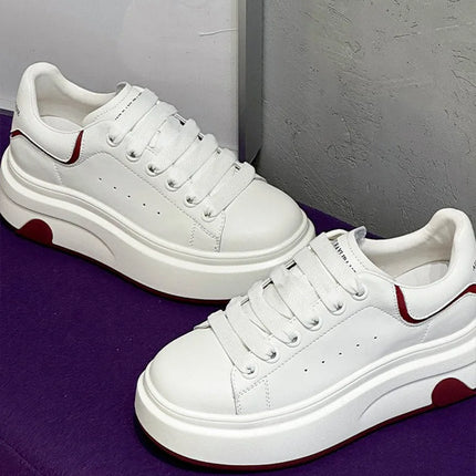 ZXRYXGS 2025 Spring Genuine Leather  Breathable Comfortable Shoes Woman New Thick Sole Wedges Increase Casual Sneakers White