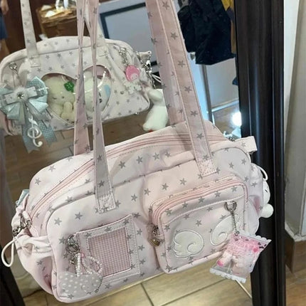 Borse Ita da donna trasparenti giapponesi Y2k Estetica All Match Star Print Fashion Ins Borsa sotto le ascelle Borse a tracolla dolci Kawaii