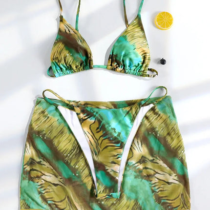 Miyouj Bikini Stampato con Fascia 2026, Costume da Bagno a Triangolo Tre Pezzi a Vita Bassa, Biquini Donna, Abbigliamento da Mare Estivo platinumshop