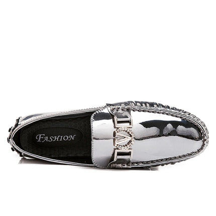Scarpe Eleganti da Uomo, Mocassini Casual Argento, Taglie Grandi 38-48, Scarpe da Guida alla Moda per Giovani