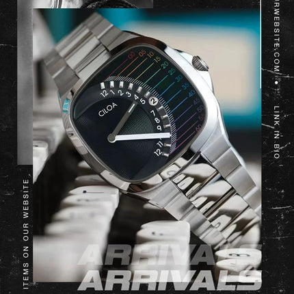 CILOA retro square watch men's light luxury gift 2025 new stainless steel strap gold waterproof men quartz watch brand authentic