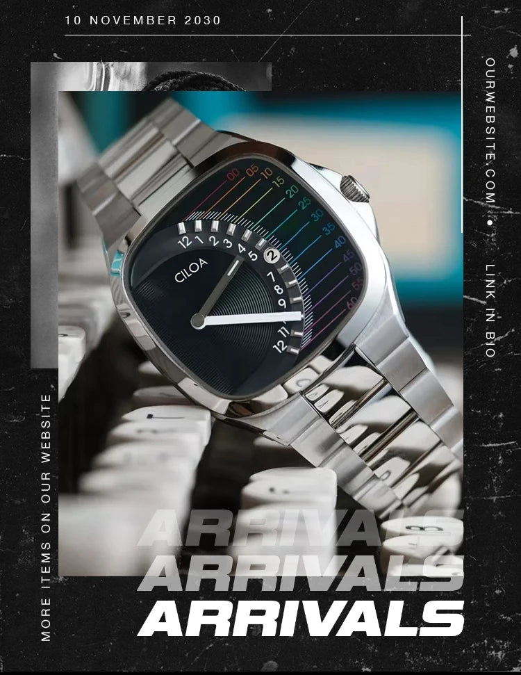CILOA retro square watch men's light luxury gift 2025 new stainless steel strap gold waterproof men quartz watch brand authentic