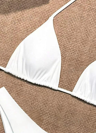 Costume da bagno bikini a perizoma da donna sexy, tinta unita bianco/nero/caffè, con laccetti, stile brasiliano, nuovo, in doppio tessuto, per la spiaggia platinumshop