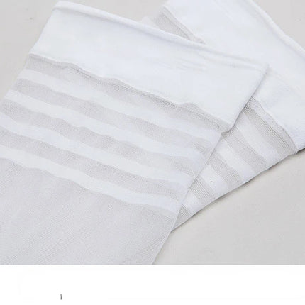 Calze sexy da donna Lingerie a righe nere bianche pelle sopra il ginocchio Collant estivo calze di seta trasparenti a rete ultrasottile