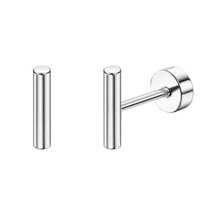Florideco 1 paio di orecchini a bottone ipoallergenici con retro piatto per donna uomo orecchini a bottone per cartilagine in acciaio inossidabile chirurgico platinumshop