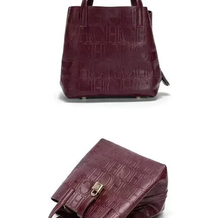 CH Large Capacity Handbag Luxury Brand Temperament Letter Print with Lock Design 2025 Trendy Women's Crossbody Bag PlatiNum