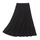 Women's 35% Cashmere 65% Wool Thickened Elastic-Waist Solid-Color Pleated Skirt, Warm & Slim-Fit PlatiNum