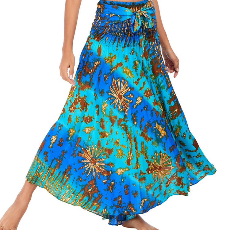 Boho Gonne Donna Rayon Beach Abito lungo Estate Bohemian Jupe Longue Femme Elastico in vita Stampa Fasciatura floreale Halter Hippie platinumshop