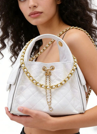 Trendy Chain Strap Black Underarm Bag for Women,  Leather Shoulder Purse for Party And Travel PlatiNum