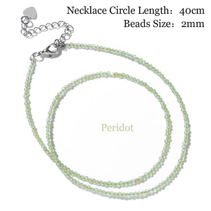 Mini Stone Beaded Necklace 2mm Faceted Natural Agat Quartzs Necklaces Female Fashion Party Choker for Women Girls Jewelry Gift PlatiNum