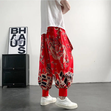 Pantaloni Estivi da Uomo 2026 in Cotone Leggero Sottile Comodi da Spiaggia, Pantaloni Larghi Casual Hip Hop Stampati, Pantaloni Jogger Oversize alla Moda