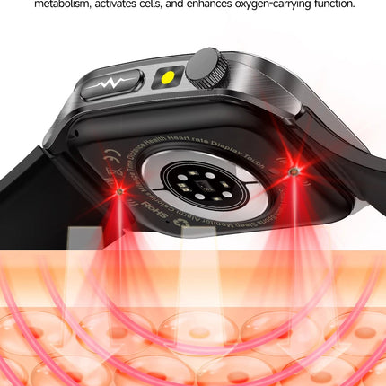 2026 Nuovo 650nm Terapia Laser Grassi nel sangue Acido urico Pressione sanguigna Smart Watch ECG + PPG Preciso Monitor di salute Smartwatch per gli uomini platinumshop