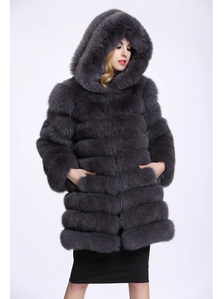 ZADORIN Winter Luxury Faux Mink Fur Coat Hooded Women Thick Warm Fluffy Faux Fur Jacket Ladies Coats Black Pink Fur Coats Top