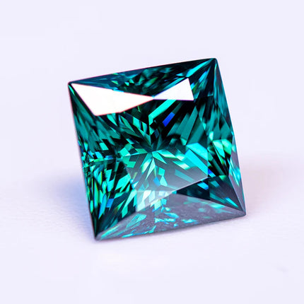 Moissanite Lab Diamond Princess Cut Primary Color Emerald Green with Certificate Advanced Jewelry Making jewelry for woman PlatiNum