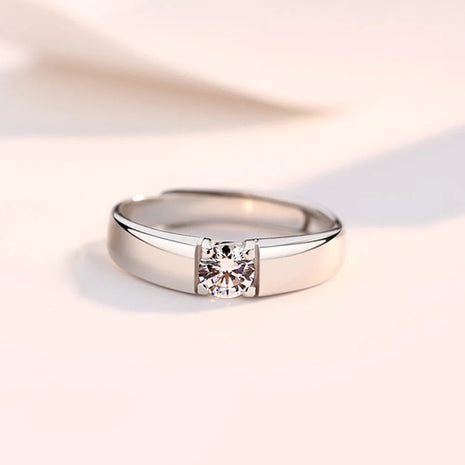Anelli di Lusso con Zirconi per Coppie, Regolabili, per Donne e Uomini, Gioielli Delicati per Matrimonio, Anniversario, Fidanzamento, Idee Regalo PlatiNum