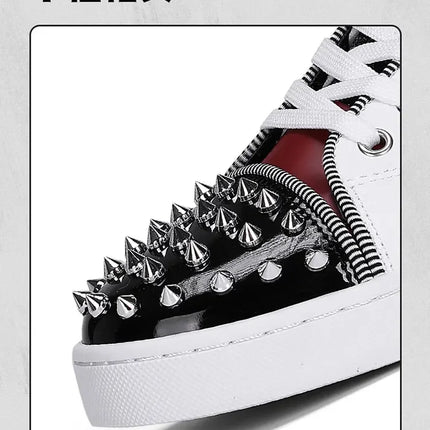 2025 New Men's Casual Shoes Comfortable Soft Punk Style Board Shoes Fashion Nail Anti Slip Wear Resistant Personalized Sneakers