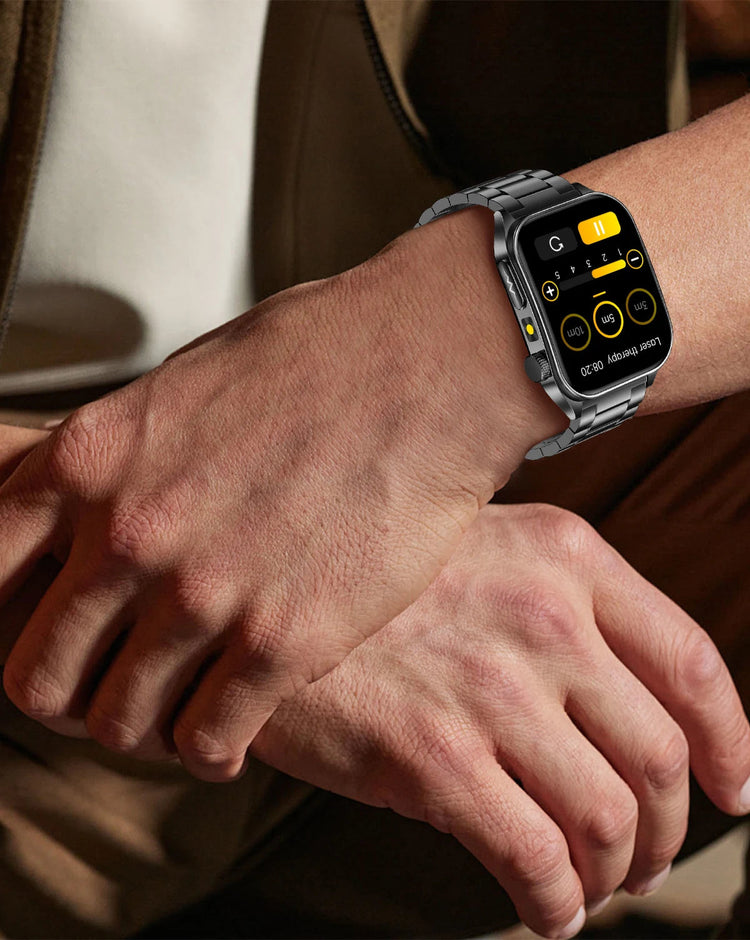 2025 Trattamento laser Tre Smartwatch alti 1.95 "Schermo curvo in zaffiro ECG + PPG Grasso nel sangue Acido urico Diagnosi salute Smartwatch platinumshop