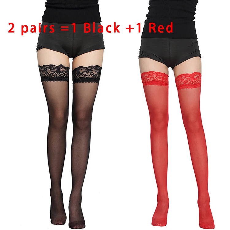 Kave Lace Silicone calzini antiscivolo alla coscia donna calza nera/bianca per le donne calze autoreggenti calze lunghe Sexy