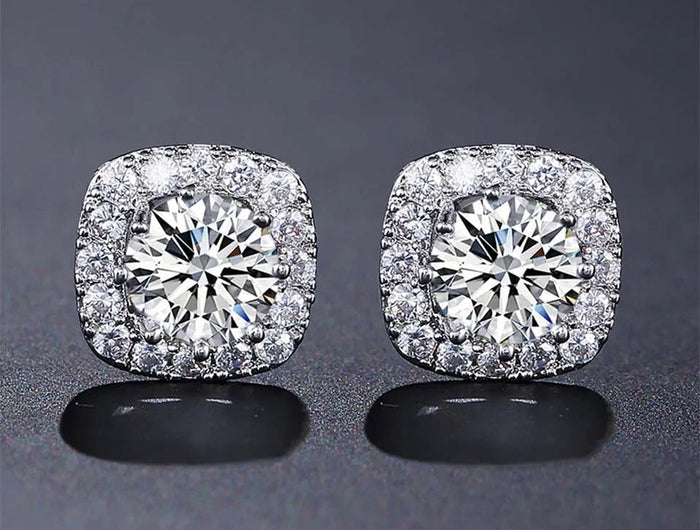 ZAKOL Classic White Square CZ Orecchini Della Stud Per Le Donne Squisite Rotondo Cubic Zirconia Cristallo Orecchini Regalo platinumshop
