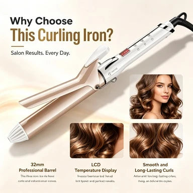 Electric Hair Styling Tool Set, Ceramic Flat Iron & Curling Wand, Adjustable Temperature Hot Styling Appliance for Household Daily Hair‑Dressing