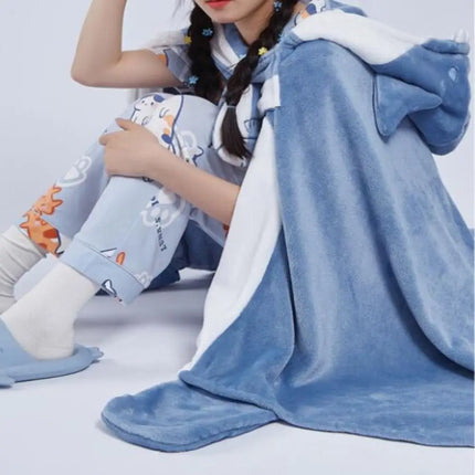 Super Soft Cozy Shark Blanket Shark Shawl Hood Wearable Blanket Shark Shawl Cape Type Hooded Robe with Hood Shark Blanket Hoodie