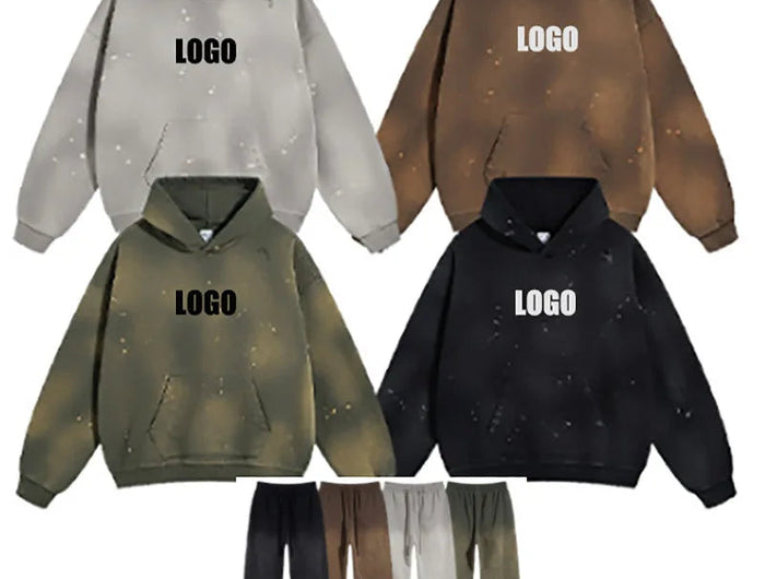 Custom LOGO2024 autumn and winter 450g cotton polyester terry old men's and women's street suits oversize loose washing hoodie PlatiNum