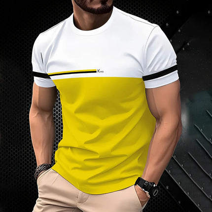 New Fashionable 3D Simple Striped Printed T-shirt For Men Urban Fashion Harajuku Round-neck Short-sleeved Comfortable Large Tops