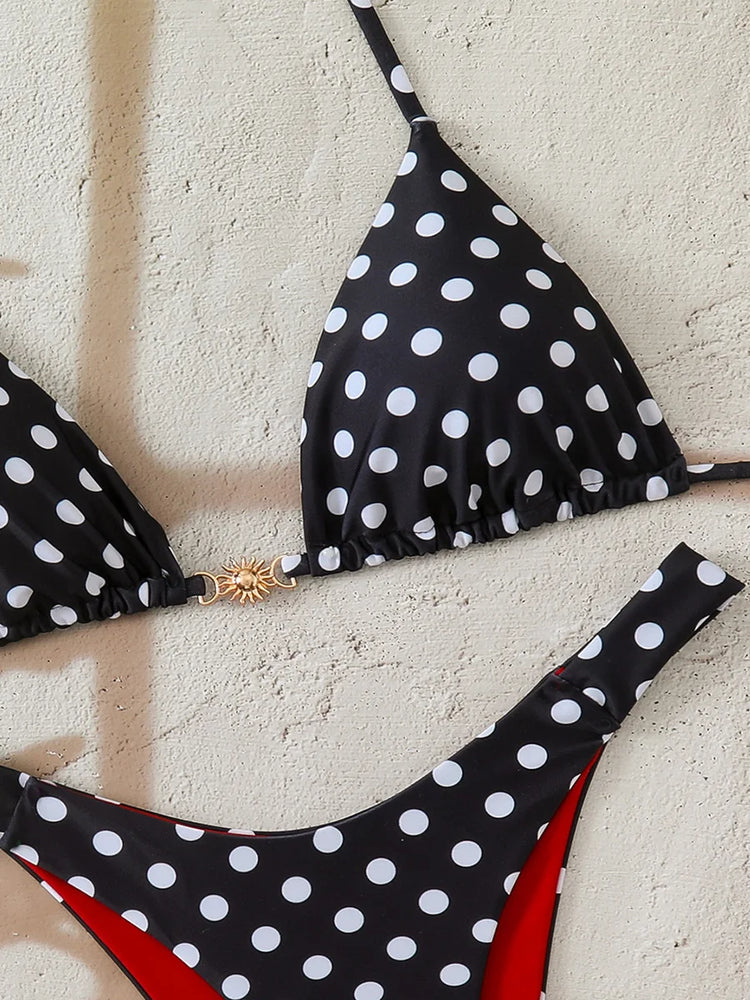 Micro Bikini 2026 Push Up per Donna, Costume da Bagno Sexy, Set Bikini Brasiliano a Pois, Biquini, Abbigliamento da Spiaggia Estivo